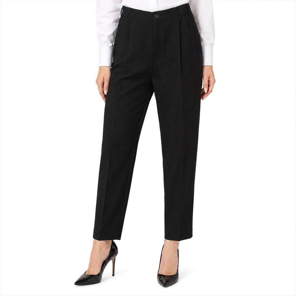 80s Vintage Pleated High Waist Trousers Women 2 Black Wool Blend Chaus Pants